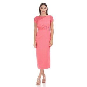 NWT JS Collection 6 Lissett Tea Length Dress Camellia Pink 121744